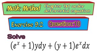 solve (e^x+1)ydy=(y+1)e^xdx@Educationalinfo786