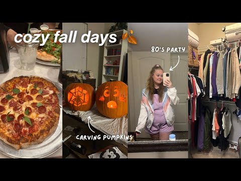a cozy fall vlog 🍂🎃 carving pumpkins, cleaning out my closet, and little free libraries