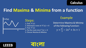 Maxima and Minima(bangla tutorial) | Find maxima and minima from a function(with example) | Calculus