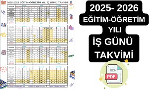 2025-2026 Eği̇ti̇m-Öğreti̇m Yili İş Günü Takvi̇mi̇ Pdf İndi̇r