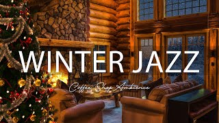 Снежная ночь в атмосфере кофейни с расслабляющей плавной джазовой музыкой и потрескивающим огнем