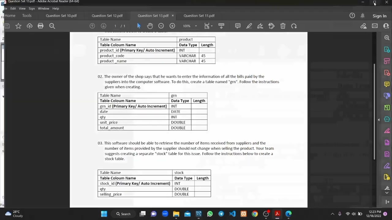 DBMS Question 13 | Create a table for storing information on products and suppliers