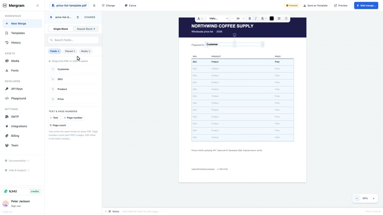 Watch the video: Price List Generator from Excel — One PDF Price List per Customer