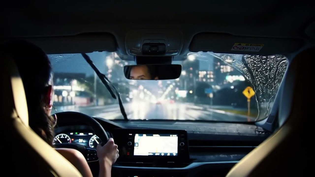 Boring City Rain Driving at Night - Dark Screen Sounds for Relaxation