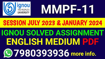 MMPF 11 Solved Assignment 2023-24 English, MMPF 11 Solved Assignment 23-24, MMPF-11 Assignment