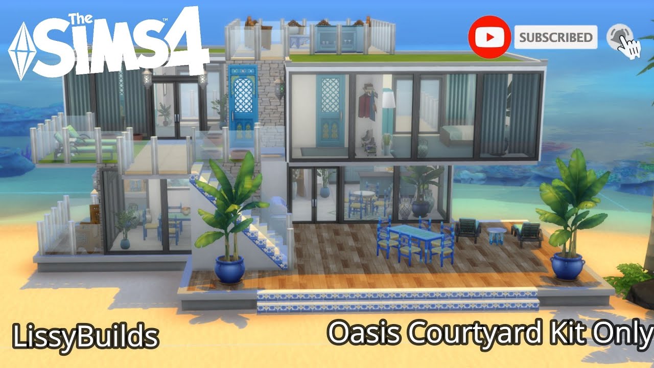 Modern Beach Home // Oasis Courtyard Kit // The Sims 4: Speed Build