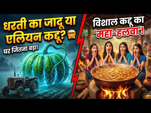 जब खेत में उगा घर जितना बड़ा कद्दू! 🤯 | 4 लड़कियों की जादुई रसोई और महा-दान #ai #viralvideo