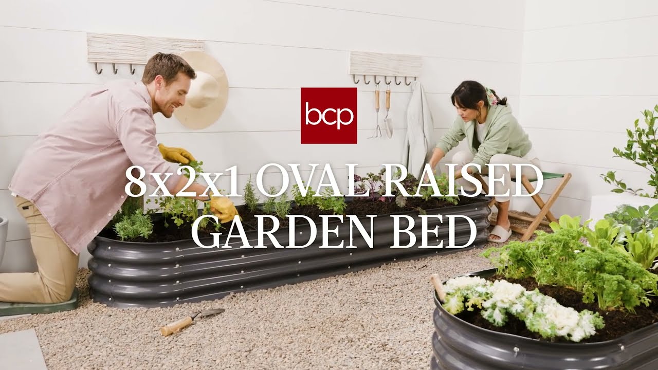ULハンドメイドフレームバッグepx200① Outdoor Metal Raised Oval Garden Bed for Vegetables, Flowers