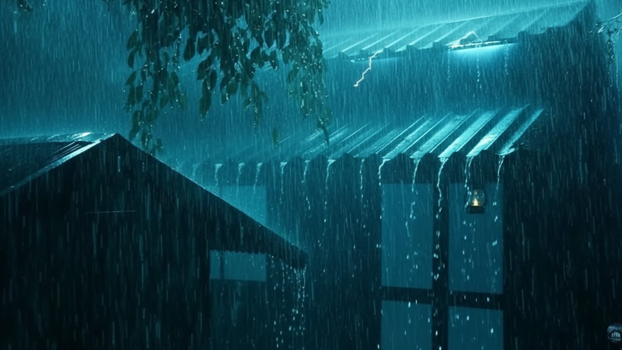 Fall Asleep Instantly with Heavy Rain & Thunder Sounds on a Tin Roof at Night