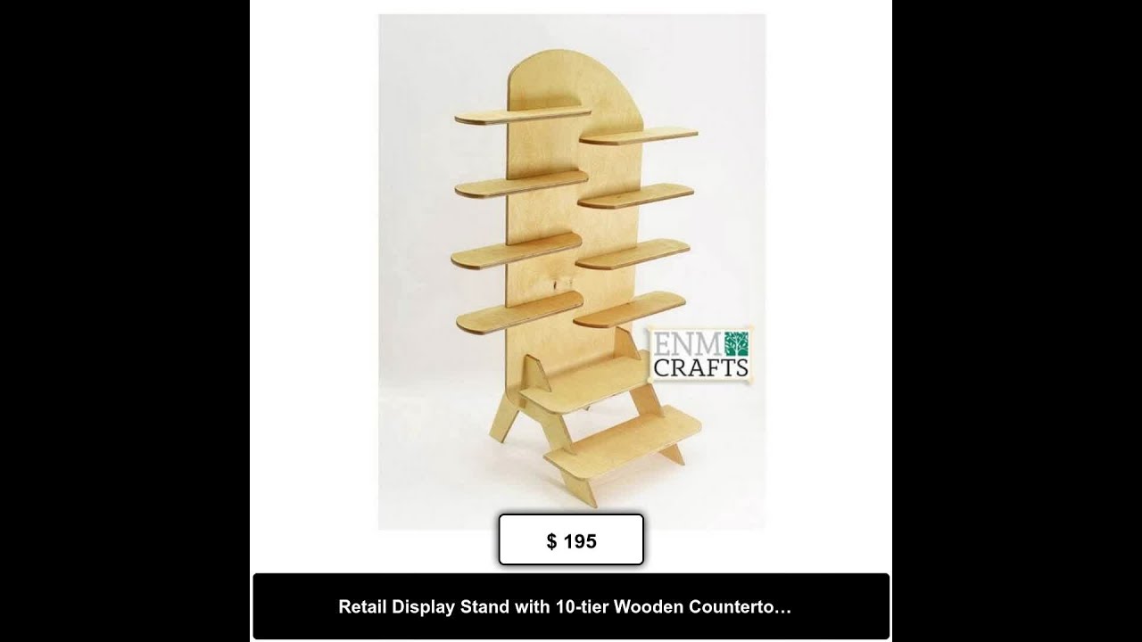 Retail Display Stand with 10-tier Wooden Countertop Rack, Product Display Rack