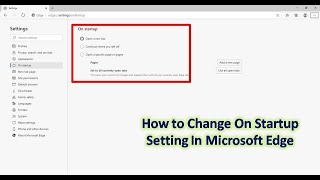 how to change on startup setting in microsoft edge