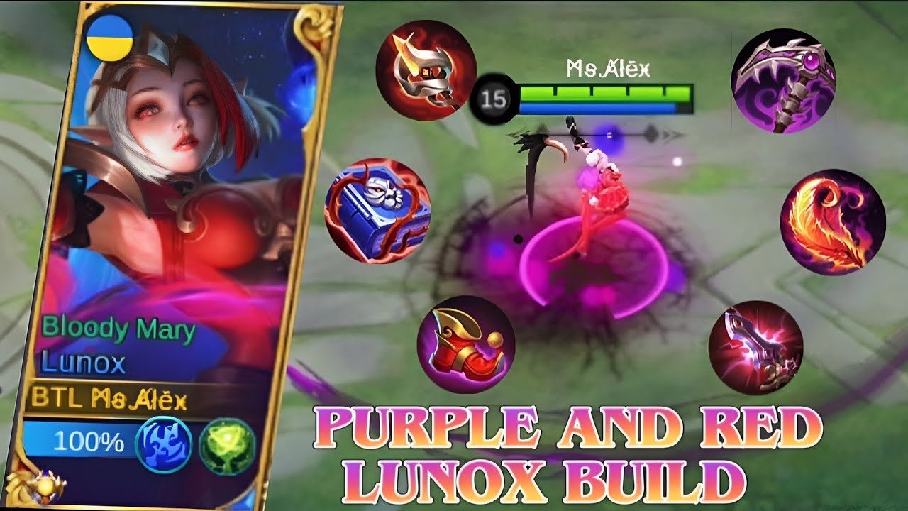 PURPLE AND RED LUNOX BUILD 💜❤️ | MOBILE LEGENDS EXPERIMENT BUILD #2
