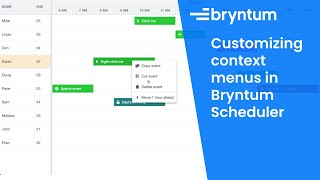 Customizing context menus in Bryntum Scheduler
