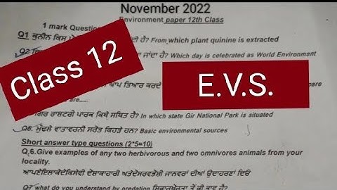 Class 12 Environment ( Bi monthly November 2022)#pseb #solved #class12