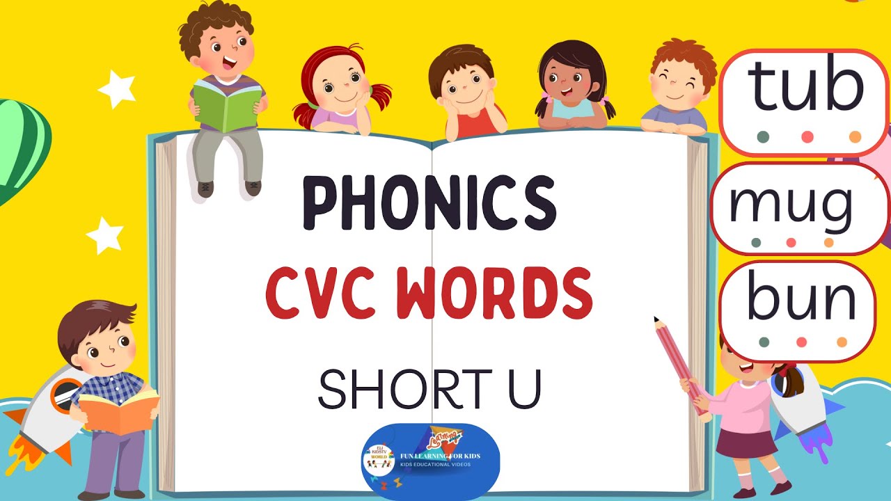 CVC Words| Short Vowel Letter U| Phonics for Kids| -ug, -ud, -un, -ub ...