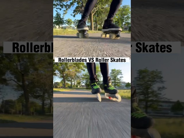 Rollerblades VS Roller Skates 🔥😱 #skating #tips #freestyle #shorts class=