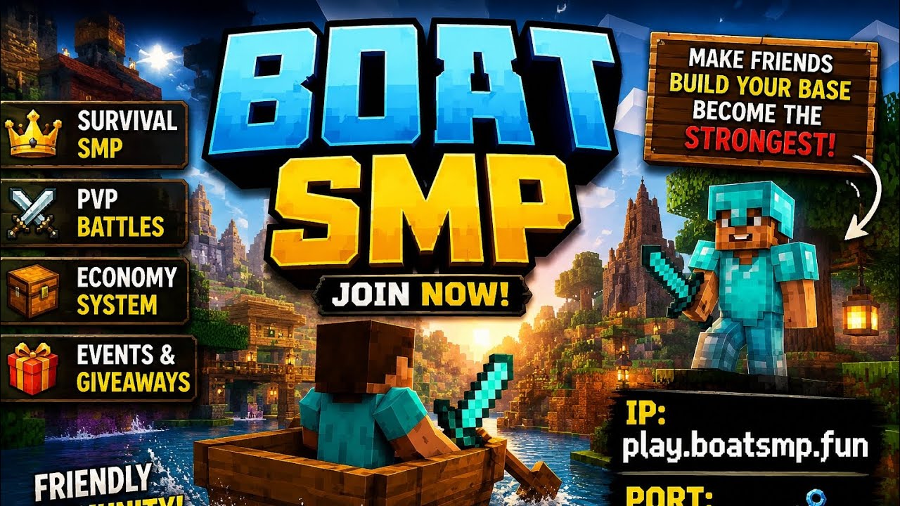 Minecraft Boat SMP Server Live 🔥 Best Survival SMP For MCPE & Java ...