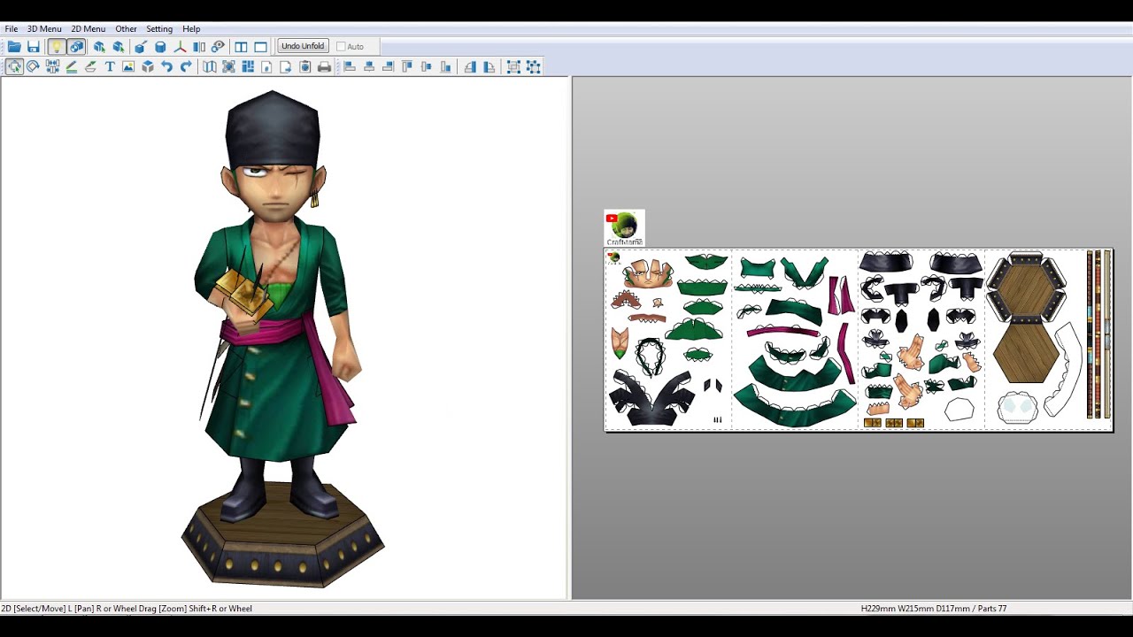 Papercraft One Piece Roronoa zoro Chibi Ver.2 YouTube
