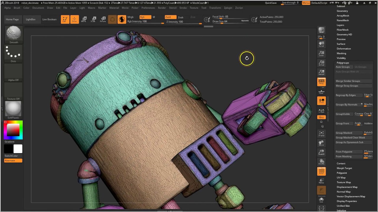 split polygroup zbrush