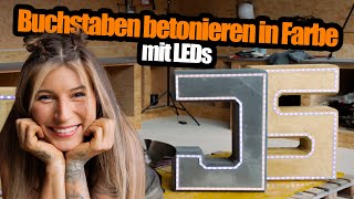 Betonbuchstaben in Farbe mit LEDs  Geschenk zum Muttertag & Vatertag!