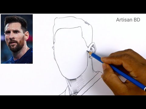 Easy pencil sketch of Messi || Realistic face step by step messi drawing #messi