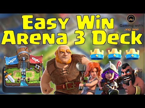Easy Win Arena 3 Deck How To Push To Arena 4 Barbarian Bowl Clash Royale With Leonidas Youtube