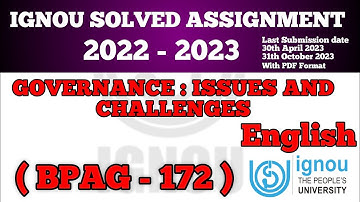BPAG 172 SOLVED ASSIGNMENT JULY 2022 JANUARY 2023 STUDENTS  | BPAG 172 Solved Assignment 2023