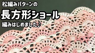 【かぎ針編み】松編みパターンで長方形ショール編みはじめました【ユザワヤ】