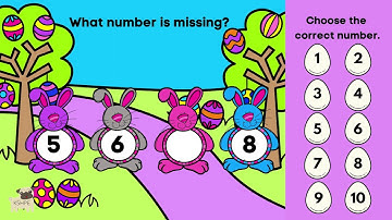 Easter Bunny Missing Numbers, Number Order, Counting, Numbers 1-20, Virtual School, Online FUN MATH!