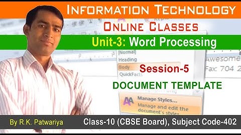 #35 | Unit-3 | Session-5: Document Template | Word Processing | How to Use Template in MS Word
