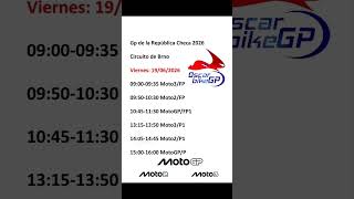 HORARIOS del GP DE REPUBLICA CHECA Desde el CIRCUITO DE BRNO No os perdáis nada #oscarbikegp #motogp