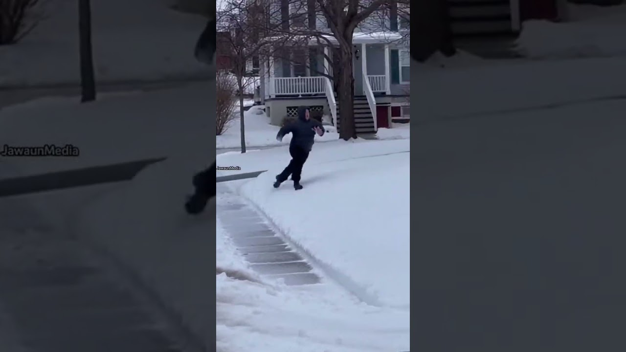 Icy Police Chase Ends With Crash and Foot Pursuit on Steep Hill 🚓❄️