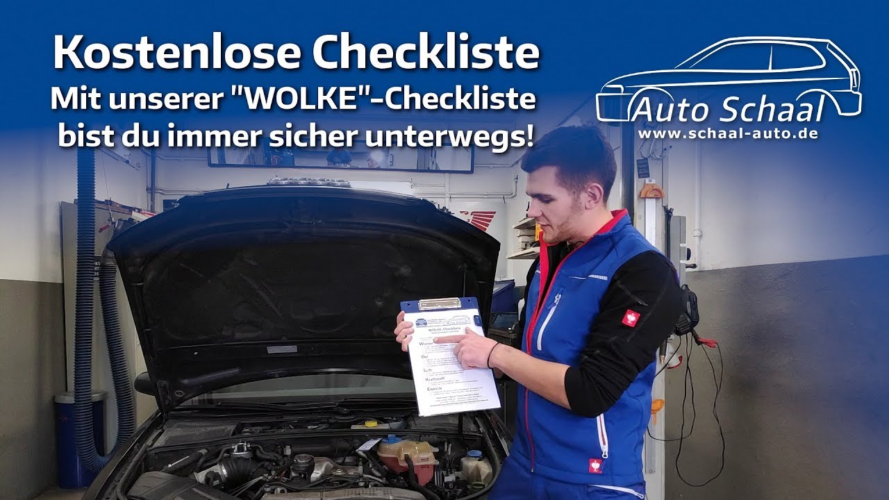 Kostenlose Checkliste für Dein Auto Die Auto Schaal "WOLKE"Checkliste TeamSchaalErklärt