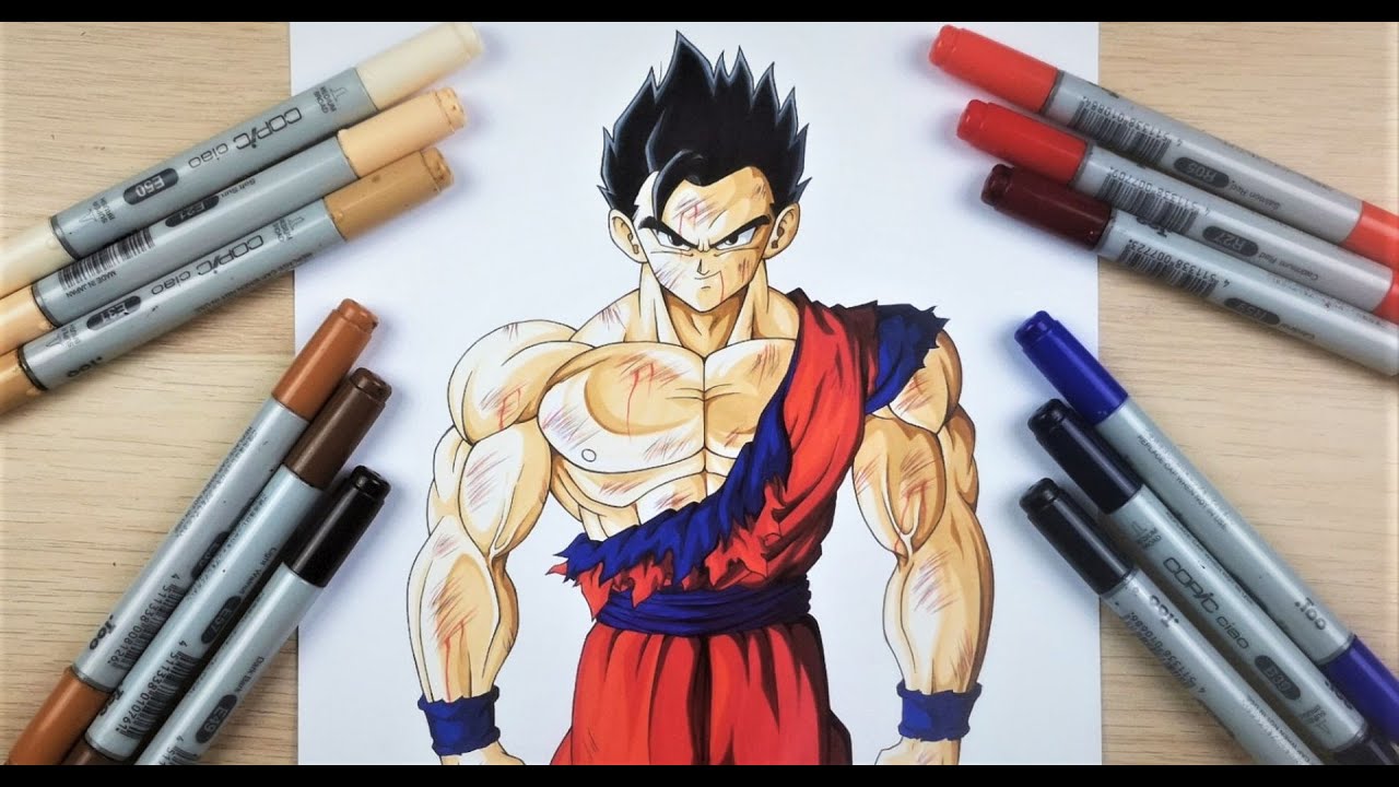 How To Draw Mystic Gohan From Dragon Ball Super: Super Hero! Step By Step  Tutorial! 