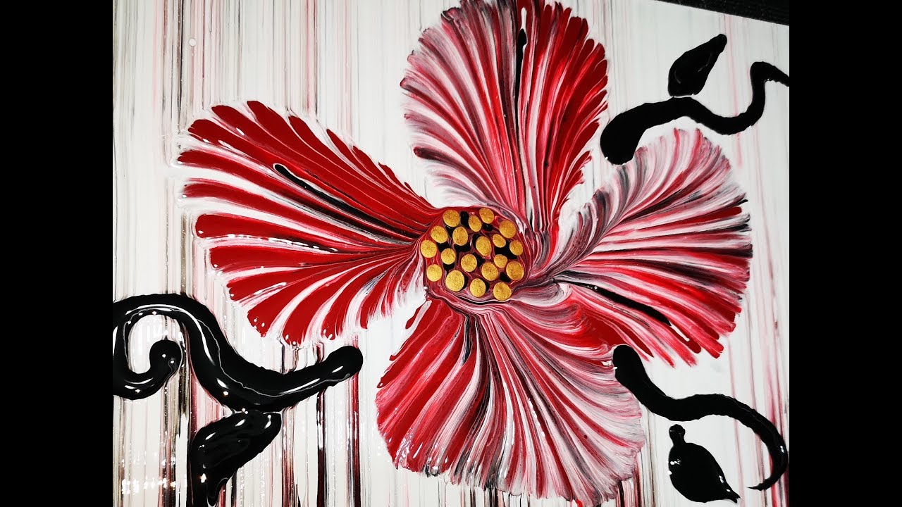 V. 111 CUADRO flor con la técnica de el hilo (pabilo)- string pull