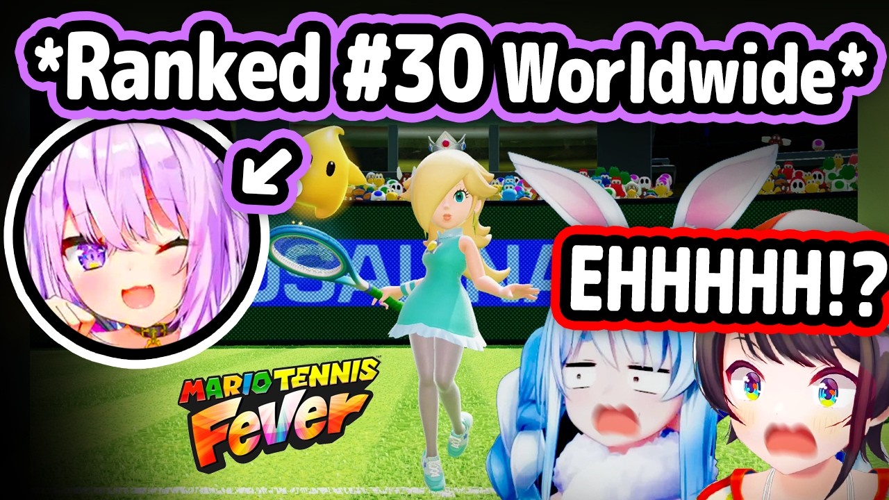 Okayu Ranked 30th Worldwide In Mario Tennis Caught Subaru and Pekora Off-Guard【Hololive】