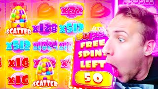 MY BIGGEST PRAGMATIC MULTI HIT 50 SPINS doing SUPER BONUSES on SUGAR RUSH 1000!! (Bonus Buys)