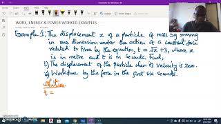 WORK, ENERGY AND POWER TUTORIAL QUESTIONS EXAMPLE 1 PART 1