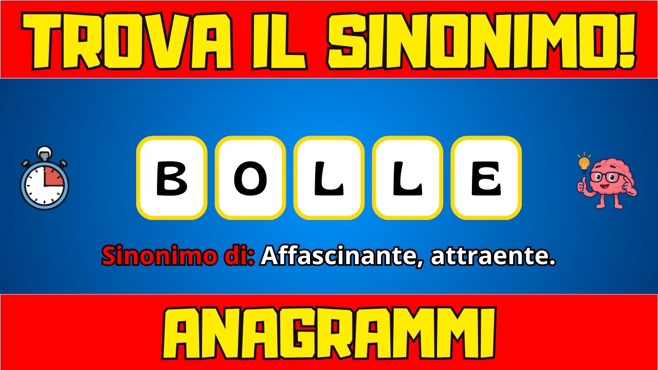 Trova il Sinonimo Giusto! Quiz di Anagrammi con 30 Domande ⏳