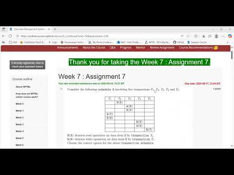 NPTEL DBMS  Week 7 Assignment 7 Solution