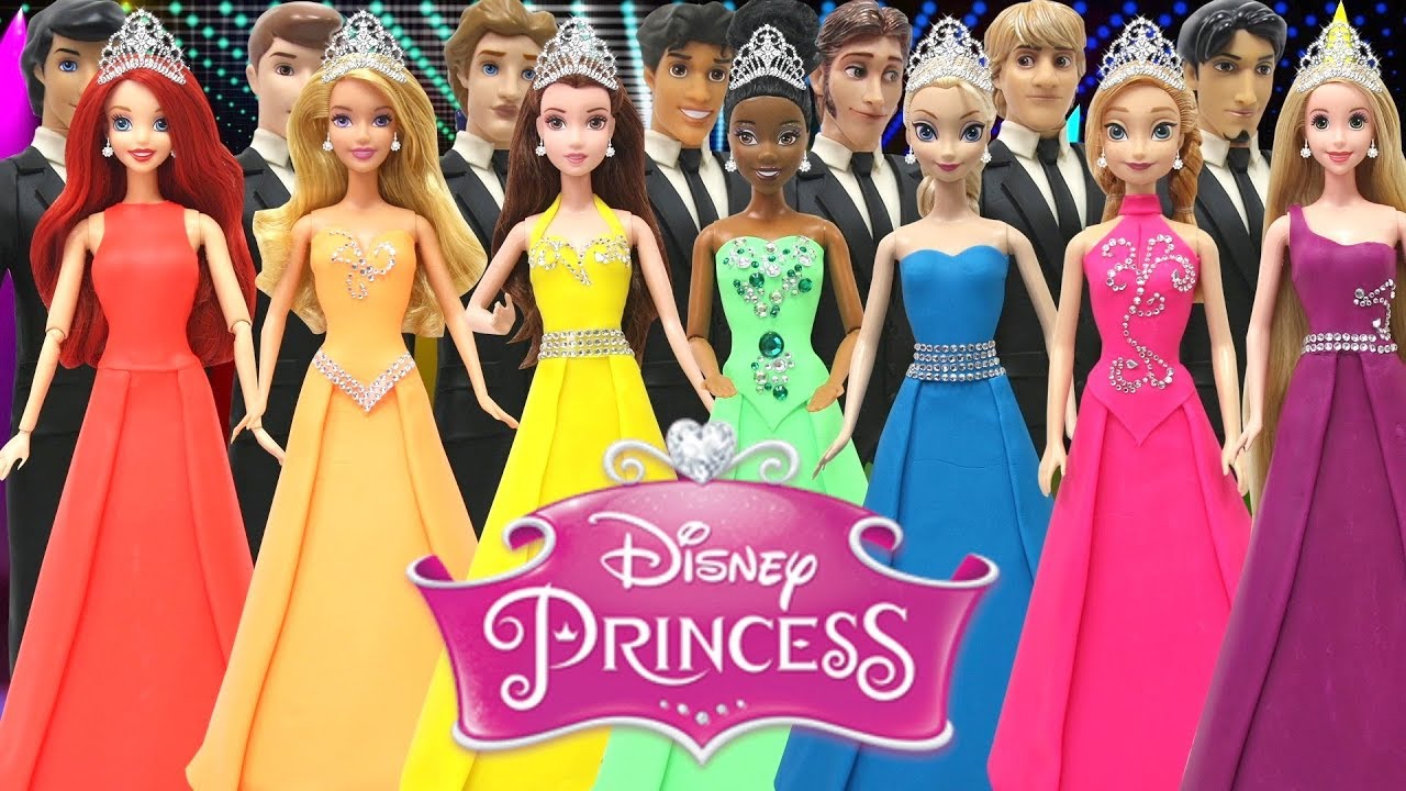 Play Doh Disney Princess Couples in Long Dresses Prom Outfits Compilation video phone beyonce mp3