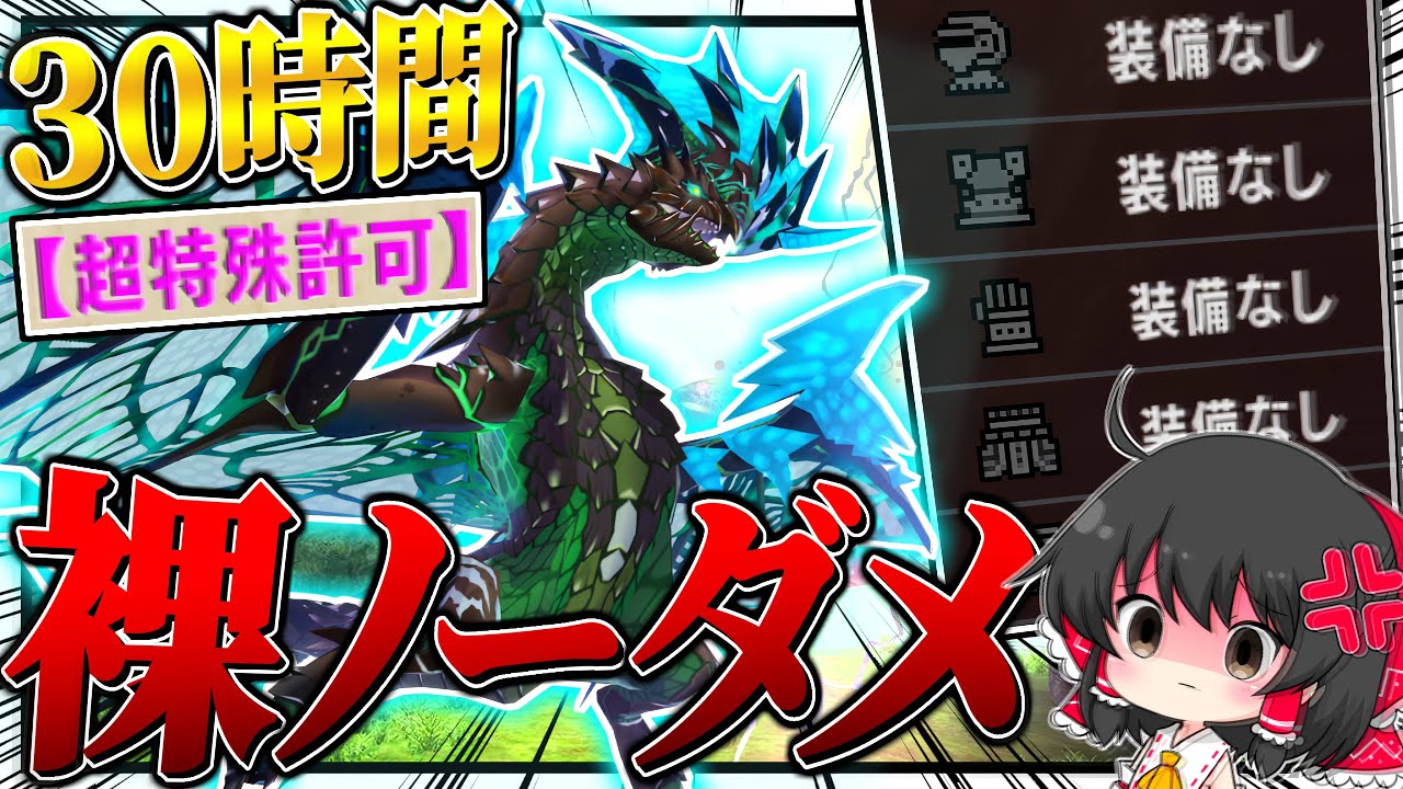 【神回】30時間かけて『超特殊許可 青電主ライゼクス』を『裸＆ノーダメ縛り』でソロ狩りした伝説の回【ゆっくり実況：モンハンダブルクロス】