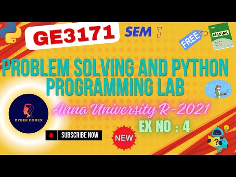 GE3171 -Problem Solving and Python Programming Lab|Ex No: 4|Python Program for Lists & Tuples Manual