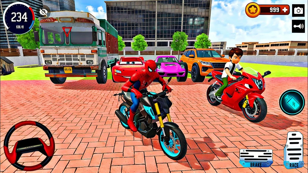 🥰 Spiderman & Ben 🔟 Driver New Car 🦚 MC Queen Car Carnival Parking Garage 🎉 Police Monster Car Game 