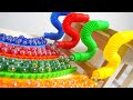 マーブルランレースASMR☆小さなカラフルトンネルとカラフルレールとカタカタレールといつものHABAスロープ【AMSR best marble runs】