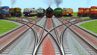 11372 &11200 Trains Crossing By Bumpy Branched Railroad Track || Train Simulator classic