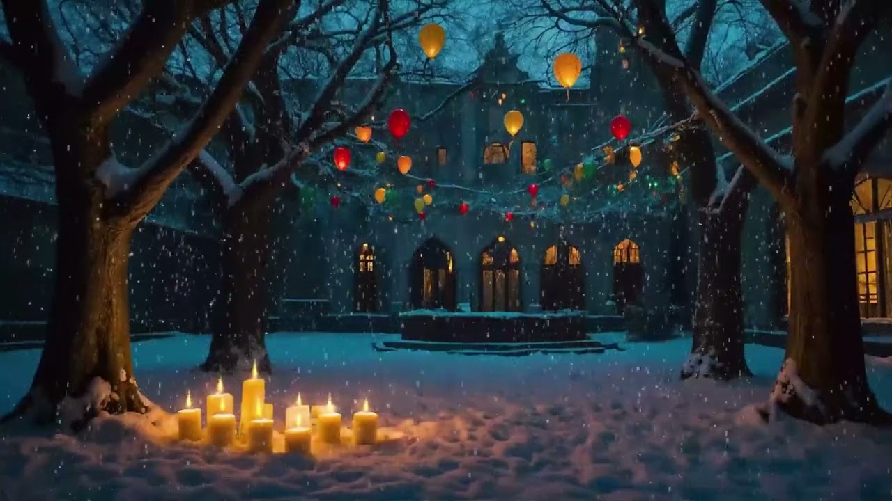 Winter Courtyard | Snowfall & Wind Ambience | Cozy ASMR | 10 Hours Relaxation | 4K | Study | Sleep