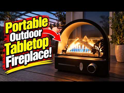 Cozy Outdoor Ambiance: Utheer Tabletop Gas Fireplace with Logs