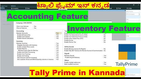 #4 Tally Prime Complete Tutorial in Kannada/Tally Prime Features Settings/How to set Tally Features