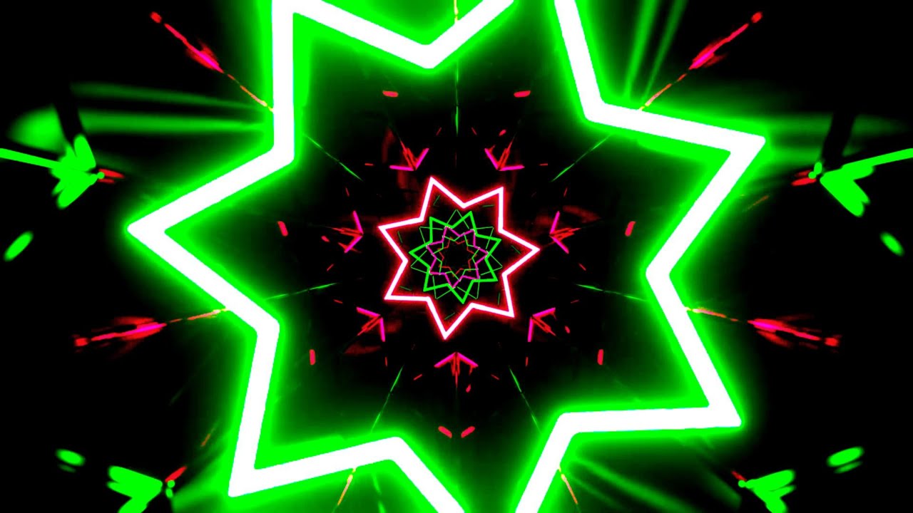 VisionKanal 4K – Футуристическая Неоновая Звезда Зеленого и Розового | Без звука [2 часа]